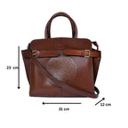 Premium Handcrafted Leather Satchel hand Bag with Embossed Front Panel