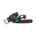 Unisex Handcrafted Woven Leather Belt With Geometric Pattern And Antique Buckle Design