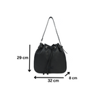 Genuine Leather Drawstring Shoulder Bag | Spacious Tote with Secure Closure