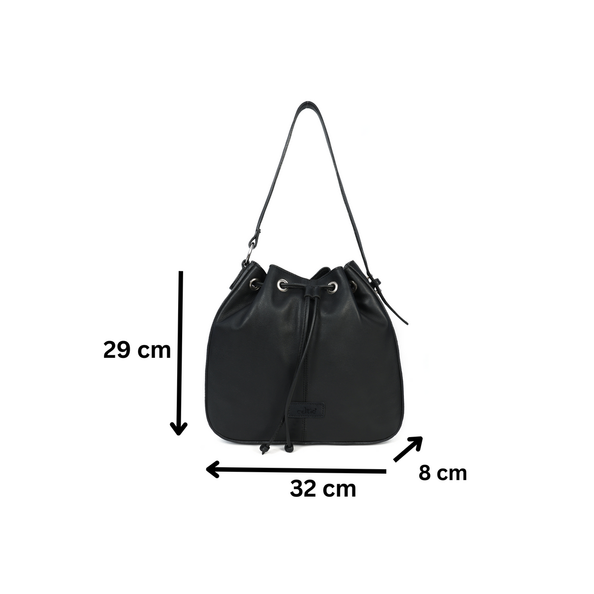 Genuine Leather Drawstring Shoulder Bag | Spacious Tote with Secure Closure