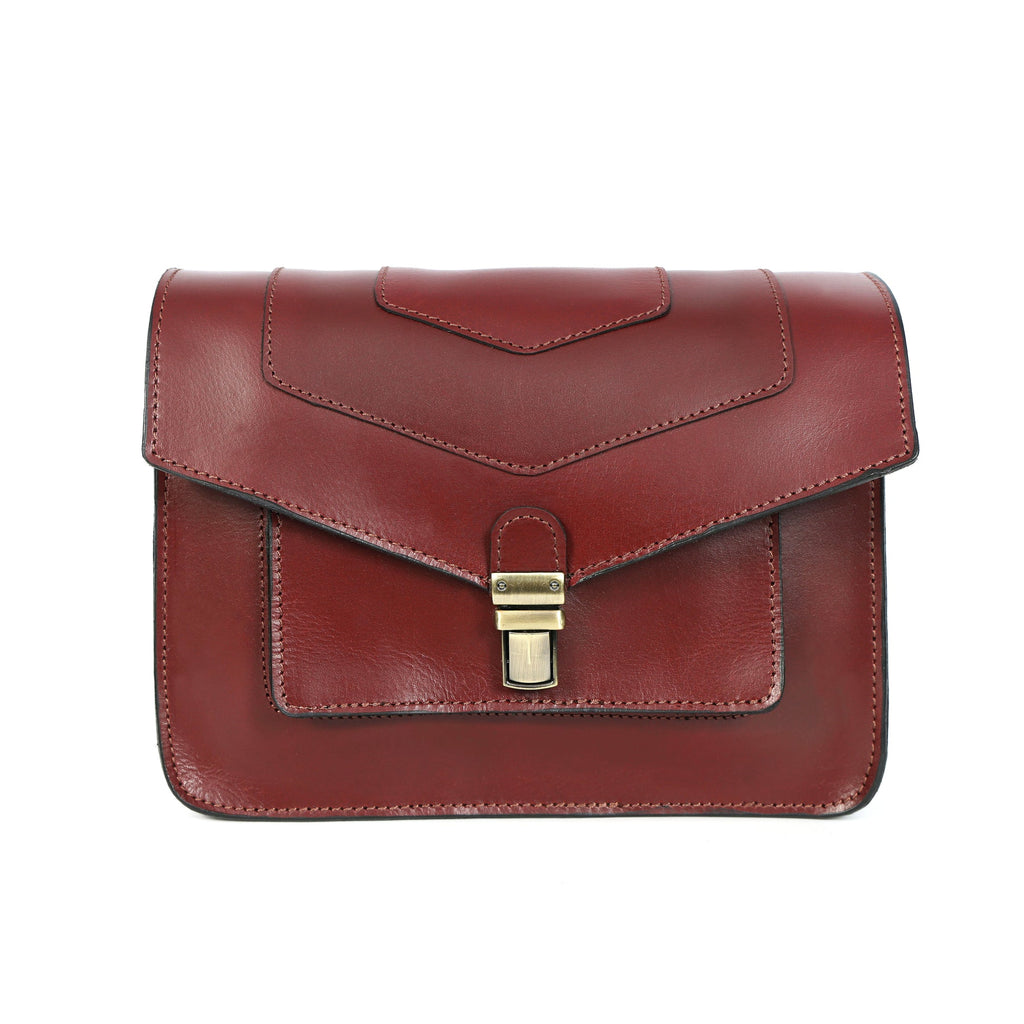 Premium Export Genuine Leather Crossbody Satchel Bag with Lock Closure & Adjustable Strap