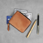 Celtic Genuine Leather Zip-Around Compact Wallet – Tan
