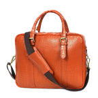 Premium Croc-Textured Black Leather Office Laptop Bag with Adjustable Shoulder Strap