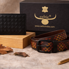 Premium Leather Style Combo | Braided Wallet & Printed Belt
