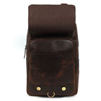 Premium Full-Grain Leather Backpack with Front Zip Pocket & Padded Shoulder Straps