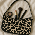 Zebra Print Hair-On Leather Baguette Shoulder Bag with Zip Closure & Inner Pocket