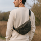 Full-Grain Leather waist bag with Adjustable Strap & Secure Zipper Closure