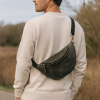 Full-Grain Leather waist bag with Adjustable Strap & Secure Zipper Closure