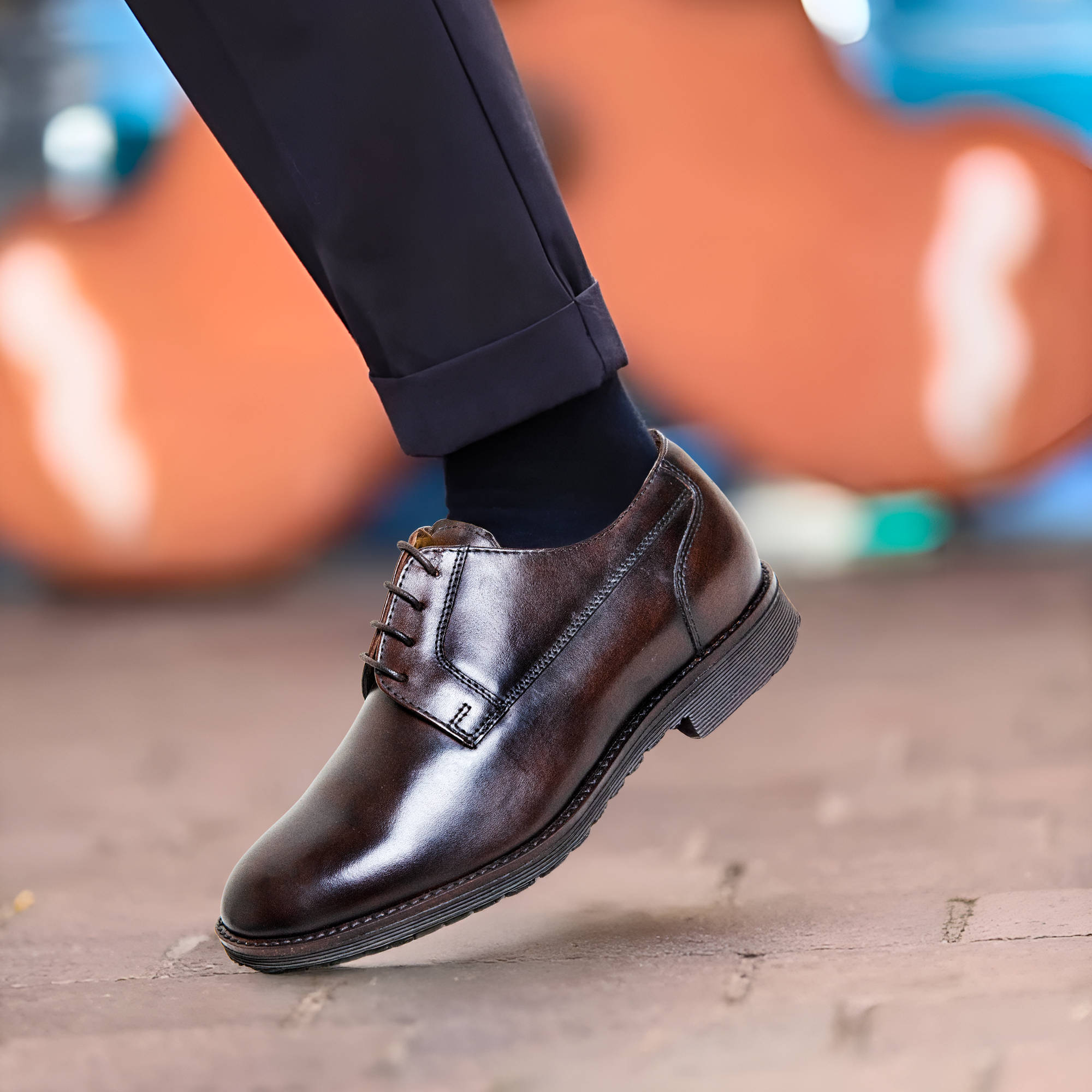 New Derby Brown Shoes – Genuine Leather Lace-Up Derbies with Cushioned Comfort Sole & Breathable Lining