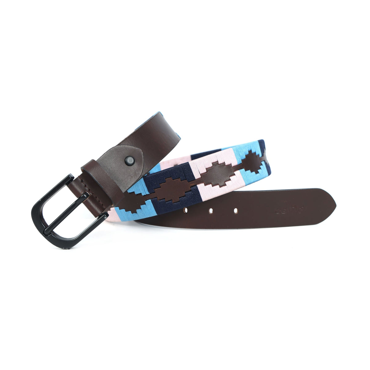 Unisex Handcrafted Ethnic Leather Belt With Geometric Woven Pattern Stylish Casual Wear