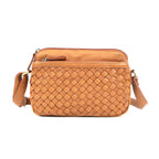 Premium Handwoven Leather Crossbody Bag with Adjustable Strap & Zip Compartments