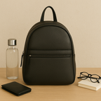 Premium Leather Backpack with Front Zip Pocket & Adjustable Shoulder Straps