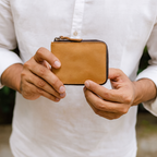 Celtic Genuine Leather Zip-Around Compact Wallet – Tan
