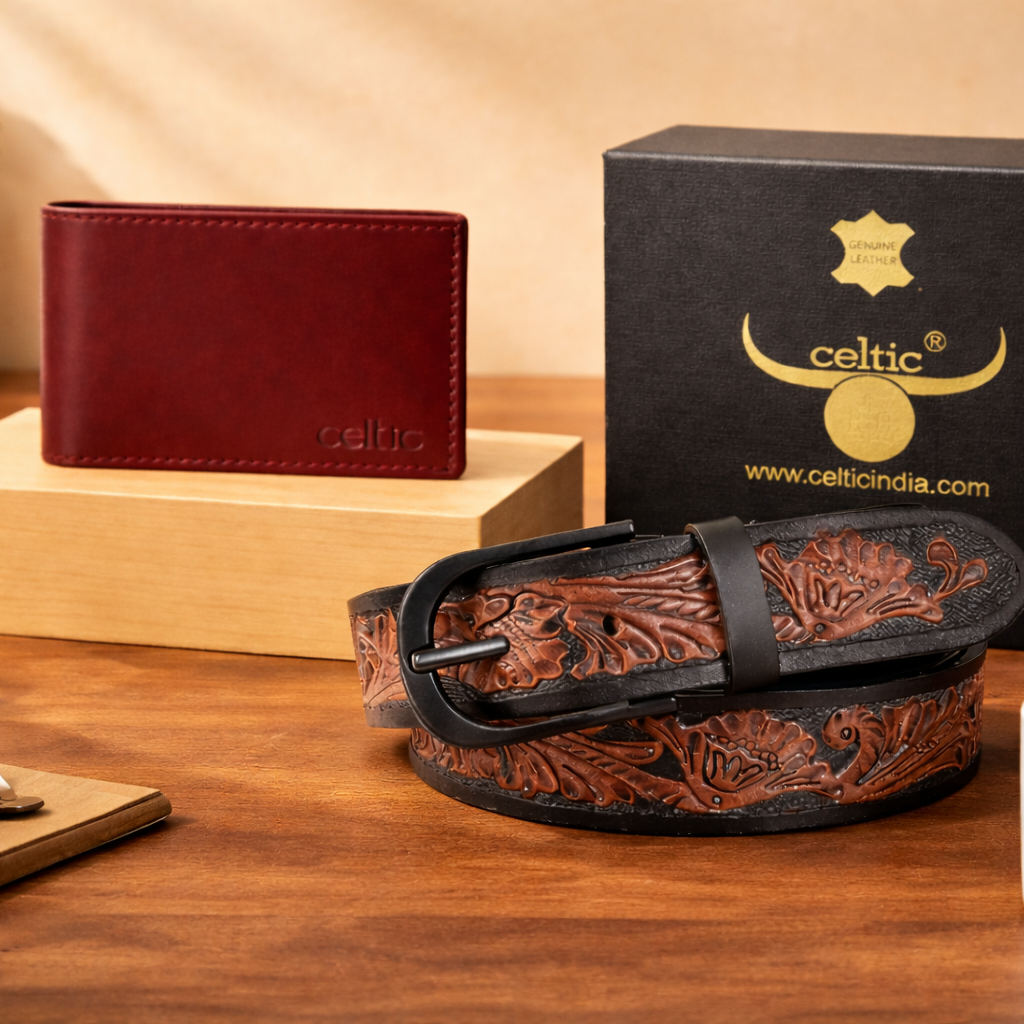 Vintage Leather Wallet & Belt Set