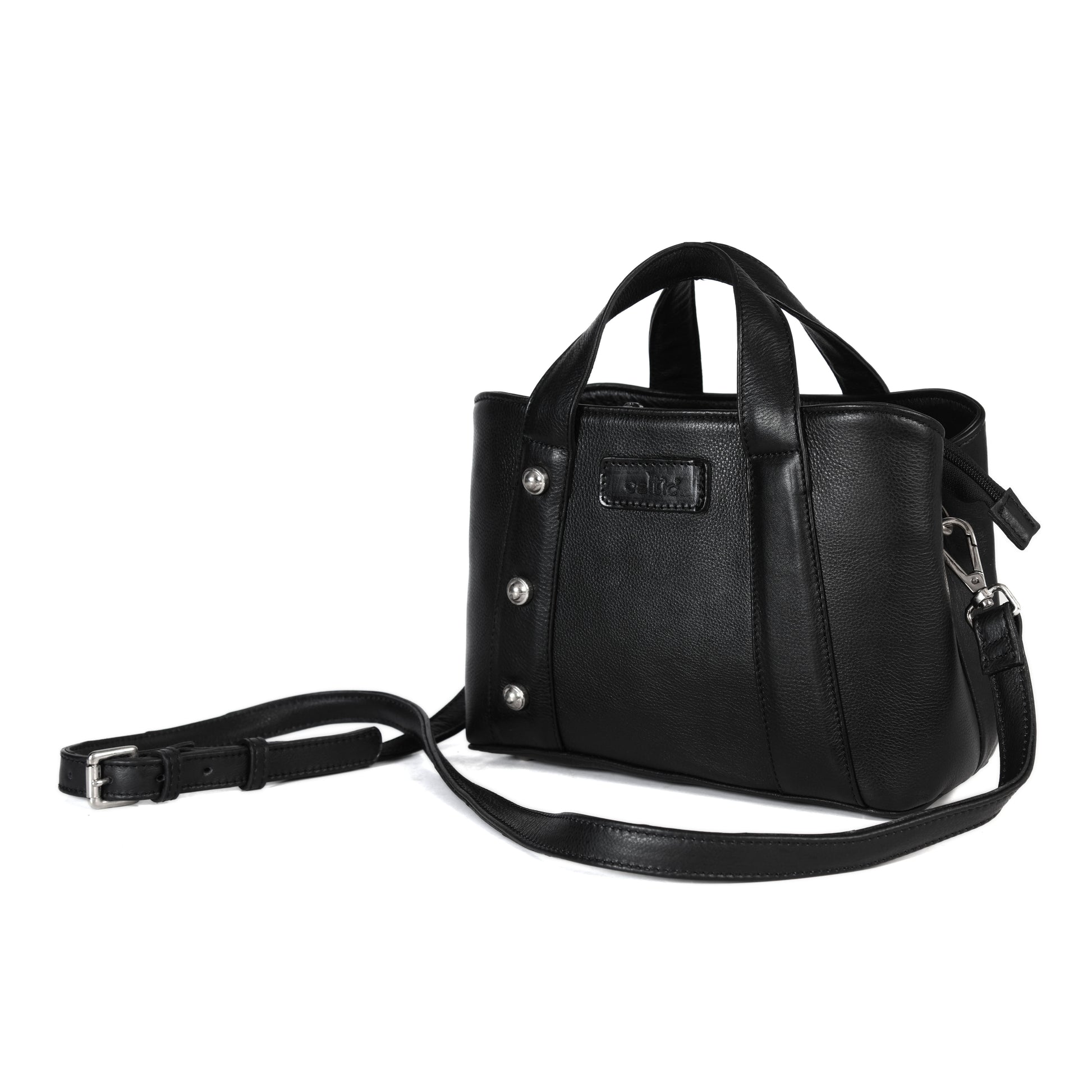 Premium Structured Leather Handbag with Dual Carry Handles, Adjustable Strap & Zip Pocket