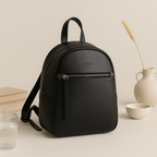 Premium Genuine Leather Backpack for Women | Minimal Structured Design with Front Zip Pocket