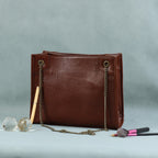 Premium Leather Chain Handle Tote Bag with Zipper Closure
