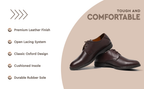 Leather Blucher Shoes – Open-Lace Derby Design with Cushioned TPR Comfort Sole & Breathable Leather Lining