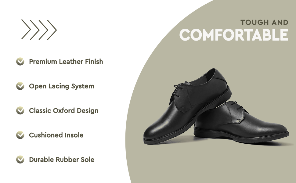Leather Blucher Shoes – Open-Lace Derby Design with Cushioned TPR Comfort Sole & Breathable Leather Lining