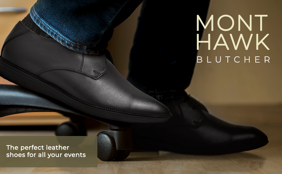 Leather Blucher Shoes – Open-Lace Derby Design with Cushioned TPR Comfort Sole & Breathable Leather Lining