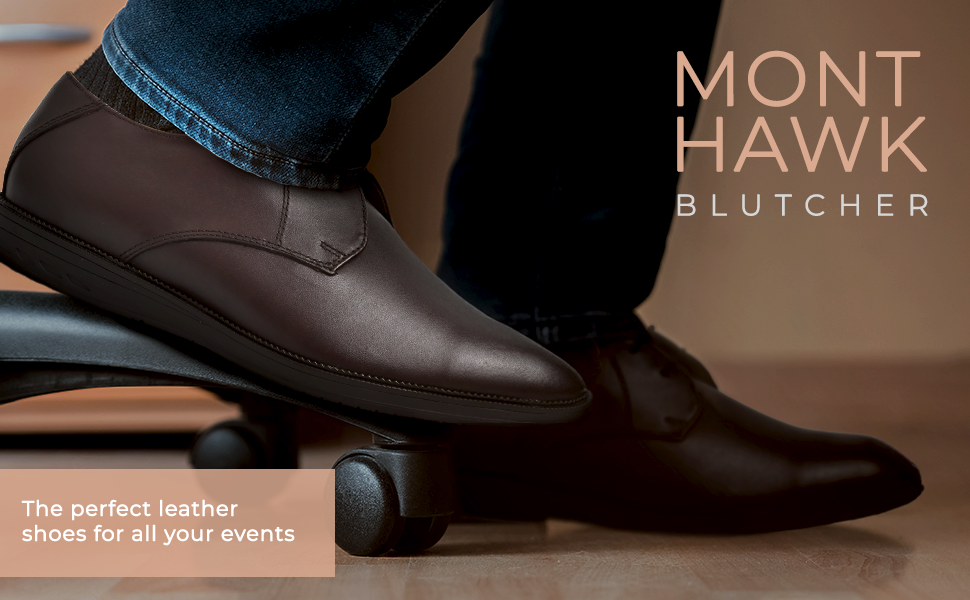 Leather Blucher Shoes – Open-Lace Derby Design with Cushioned TPR Comfort Sole & Breathable Leather Lining
