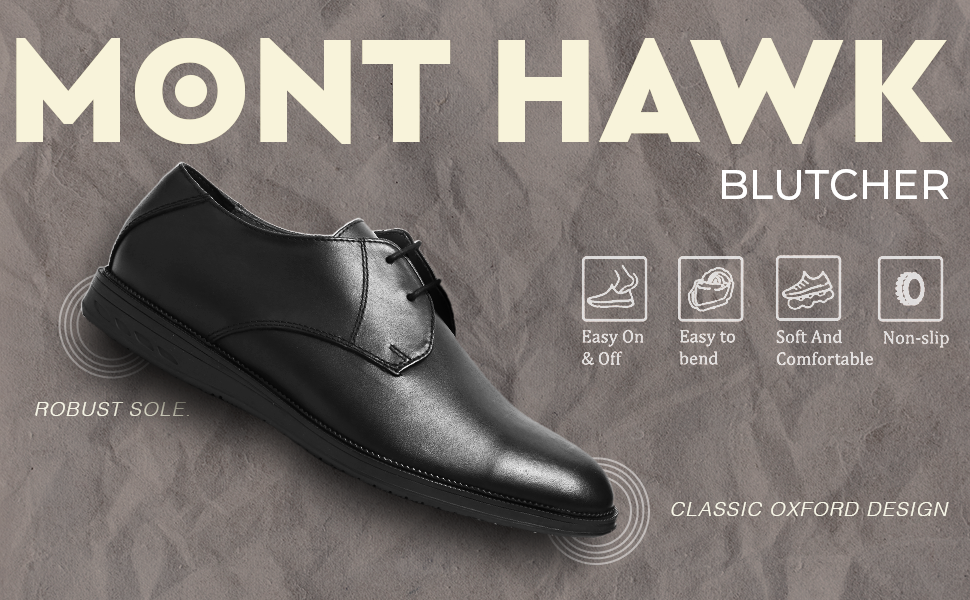 Leather Blucher Shoes – Open-Lace Derby Design with Cushioned TPR Comfort Sole & Breathable Leather Lining