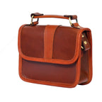 Women's Leather Box Sling Bag Brown Mini Crossbody with Top Handle