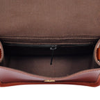 Women's Leather Box Sling Bag Brown Mini Crossbody with Top Handle