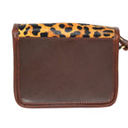 Premium Leather Crossbody Bag with Leopard Print Hairon Flap