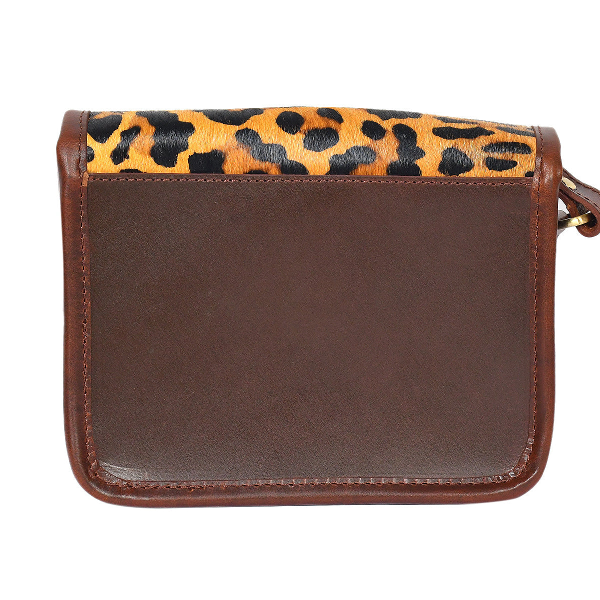 Premium Leather Crossbody Bag with Leopard Print Hairon Flap