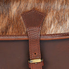 Womens Leather Sling Bag with Brown Hairon Flap  Small Crossbody Satchel