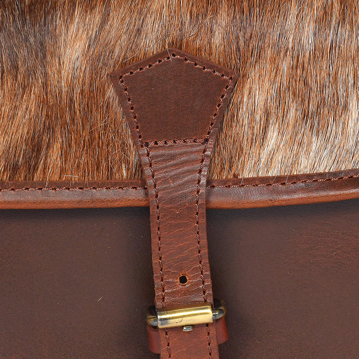 Womens Leather Sling Bag with Brown Hairon Flap  Small Crossbody Satchel