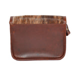 Womens Leather Sling Bag with Brown Hairon Flap  Small Crossbody Satchel