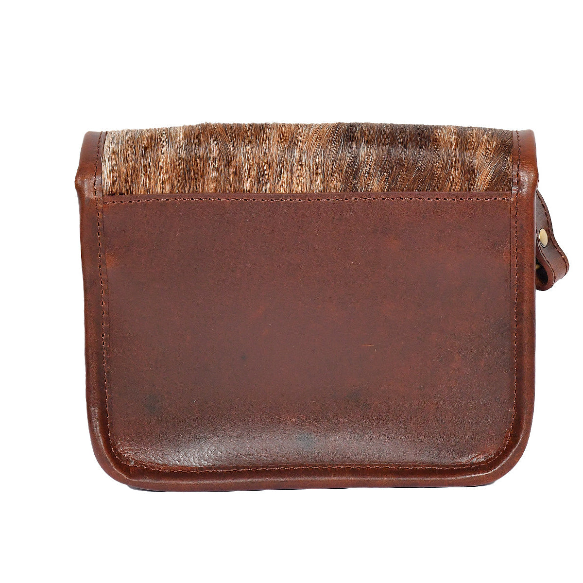 Womens Leather Sling Bag with Brown Hairon Flap  Small Crossbody Satchel