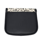 Black Leather Sling Bag with Printed Animal Pattern Flap