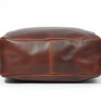 Unisex Full Grain Leather Crossbody Bag with Dual Zipper Compartments