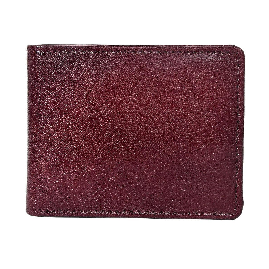 Premium Genuine Leather Bi-Fold Wallet with ID Window & Multiple Card Slots