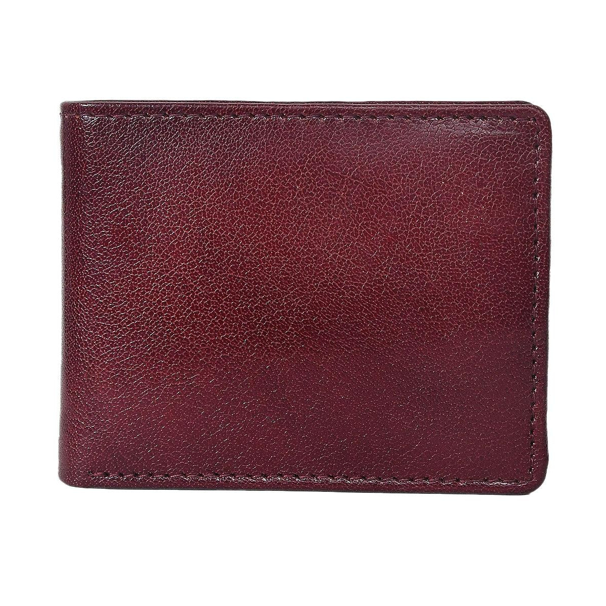 Premium Genuine Leather Bi-Fold Wallet with ID Window & Multiple Card Slots