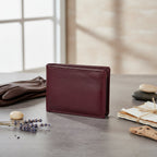 Premium Genuine Leather Bi-Fold Wallet with ID Window & Multiple Card Slots