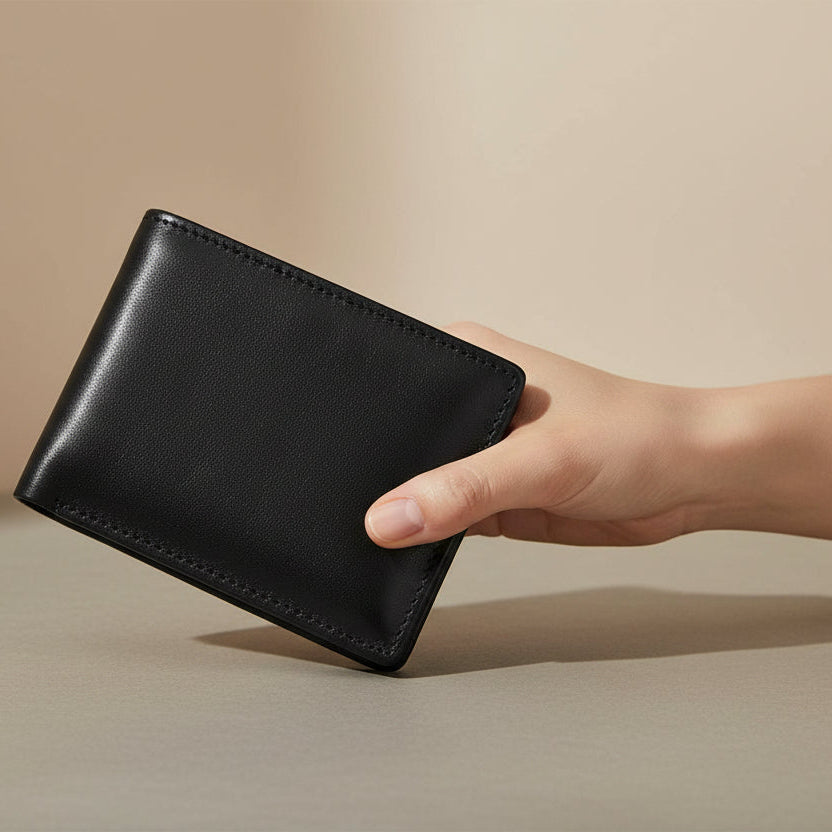 Premium Genuine Leather Men's Wallet with ID Window, Coin Pocket & Card Slots