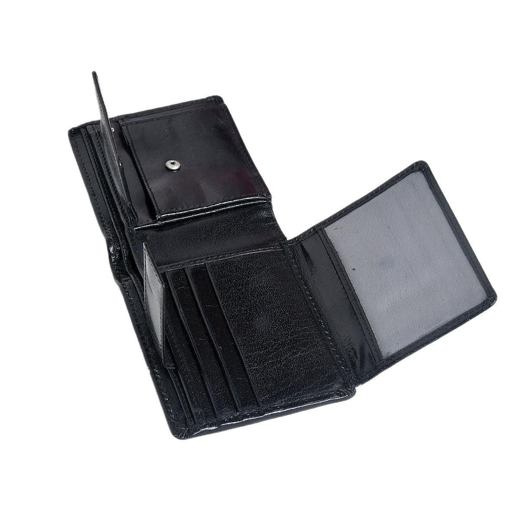 Premium Genuine Leather Men's Wallet with ID Window, Coin Pocket & Card Slots