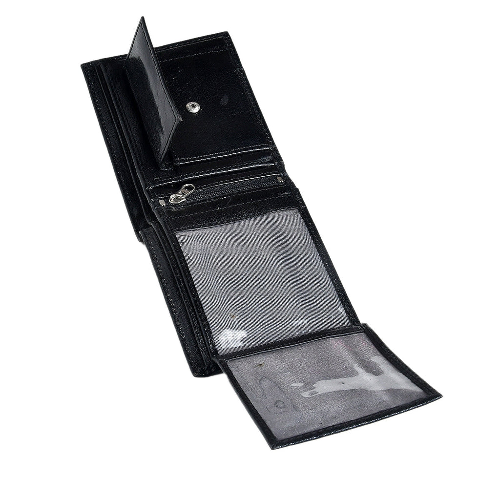 Black Printed Belt with Matte Buckle & Leather Wallet Gift Combo