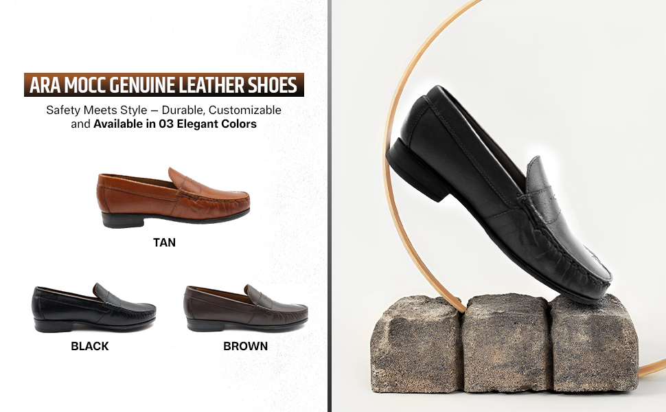 Tassel Mocc Genuine Black Leather Loafers – Handstitched Slip-On Shoes with Cushioned Insole & Durable TPR Sole
