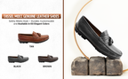 Men’s Tassel Mocc Genuine Tan Leather Loafers – Handstitched Slip-On Shoes with Cushioned Insole & Durable TPR Sole