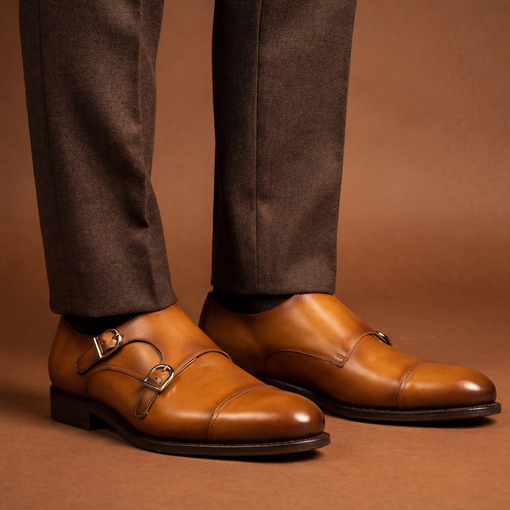 Tan Double Monk GoodYear Welted