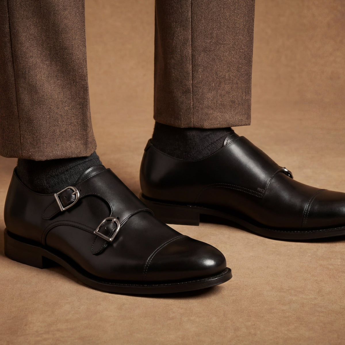 Black Double Monk GoodYear Welted
