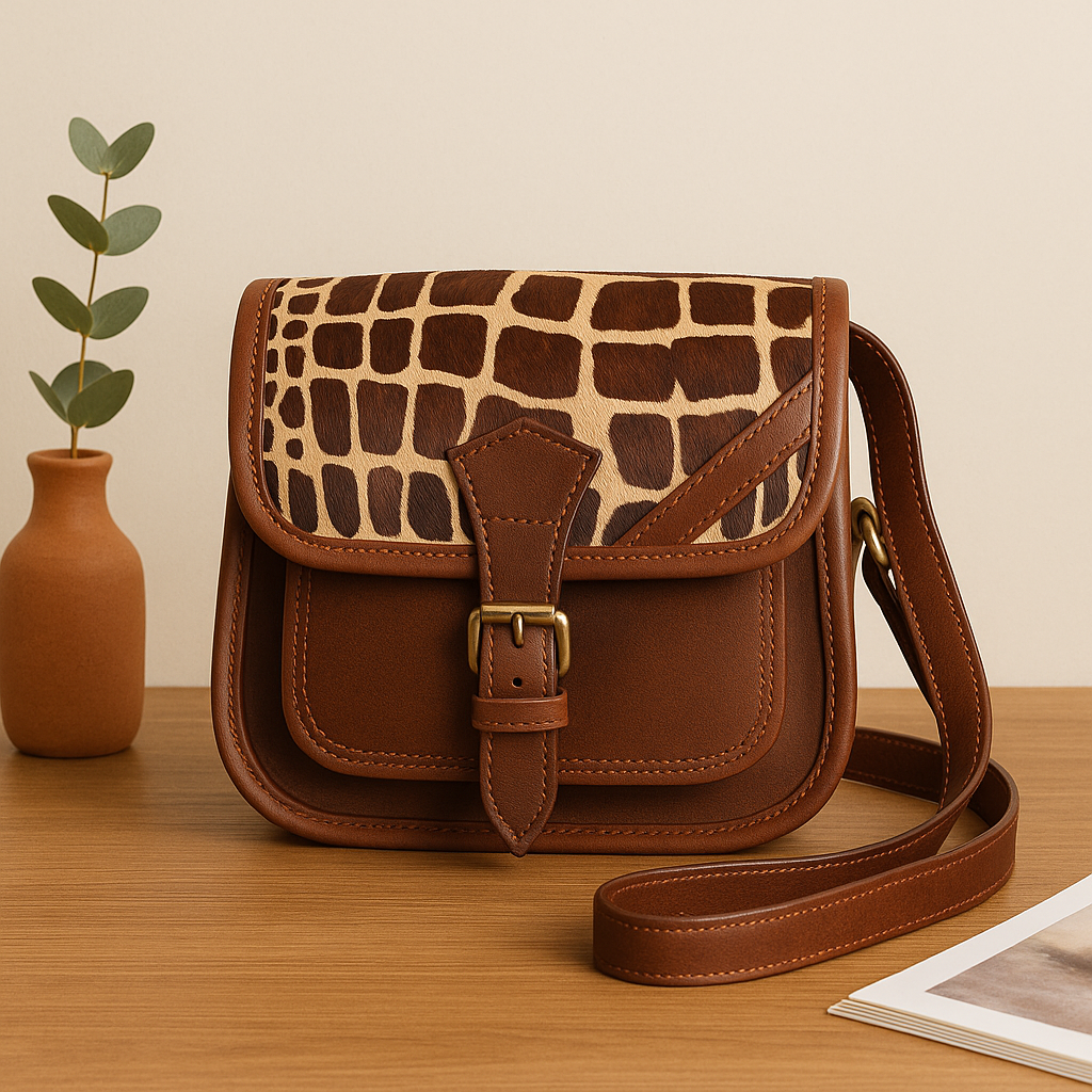 Giraffe Hairon Leather Crossbody Sling Bag – Premium Brown Leather with  Strap