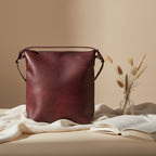 Vintage Brown Full-Grain Leather Shoulder & Crossbody Tote with Zipper Closure