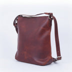 Vintage Brown Full-Grain Leather Shoulder & Crossbody Tote with Zipper Closure