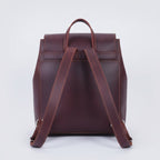 Vintage Brown Leather Drawstring Backpack with Front Buckle Pocket